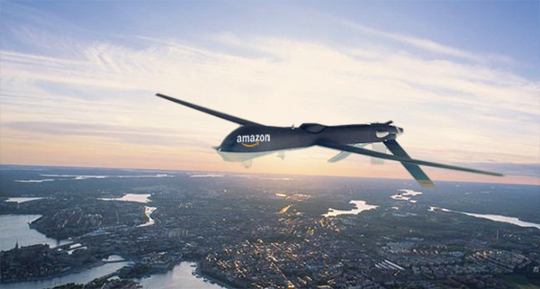 Amazon UAV flying over sweden - staged